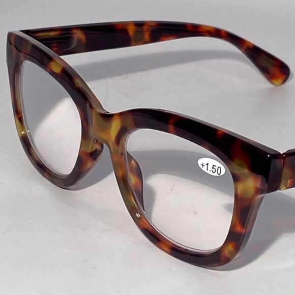 1390 Mona Oversize Reading Glasses 1.50 Readers Tortoise Frames NWT - Picture 8 of 9
